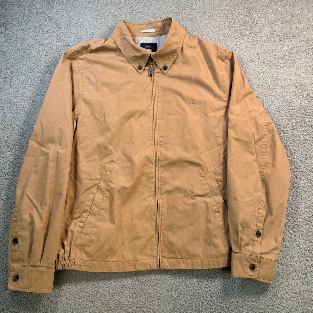 Brooks Brothers 346 Mens XL Tan Cotton Harrington Jacket Full Zip Beige 11105